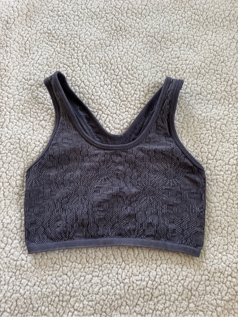 aerie Textured Seamless Grey/Blue Crop Bralette Tank